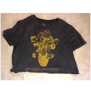Acid Wash Sunflower Crop Top